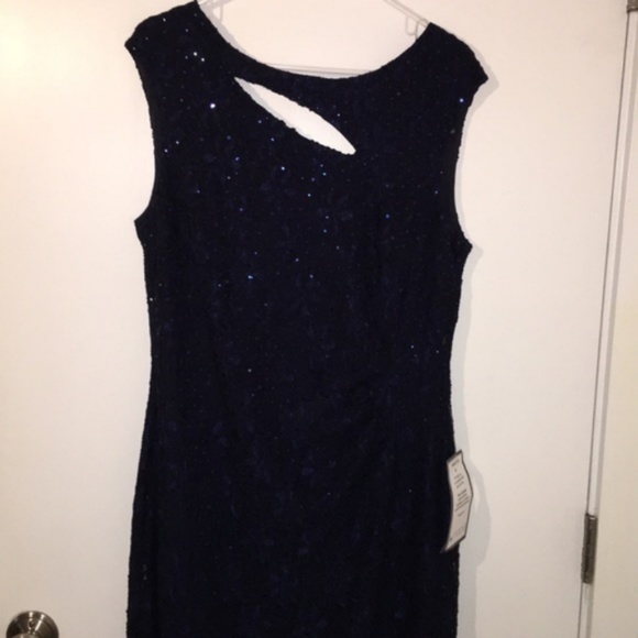 NWT Connected Cutout Sequined Lace Gown Dark Navy blue - Picture 3 of 6